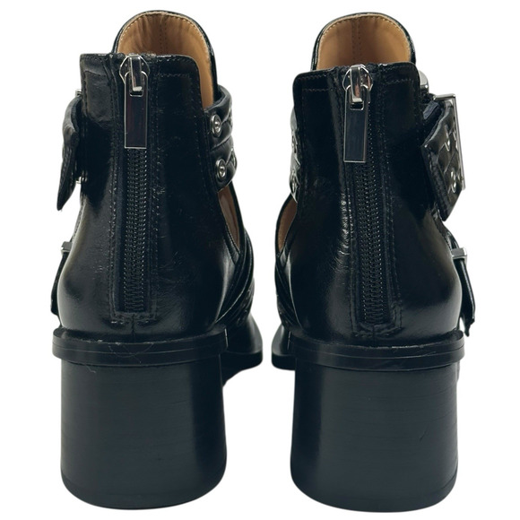 Steve Madden Grazia Pointed Toe Moto Bootie Black Leather Womens 7.5M New $150 - Picture 4 of 12